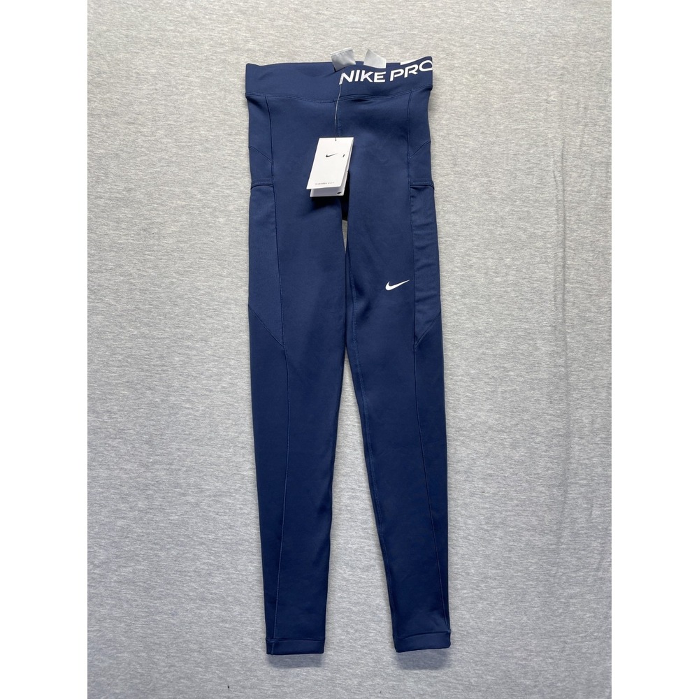 Nike Pro Therma-Fit Ankle Leggings Womens XS Midnight Navy Skinny Leg Athleisure